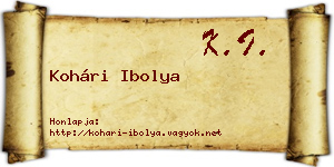 Kohári Ibolya névjegykártya